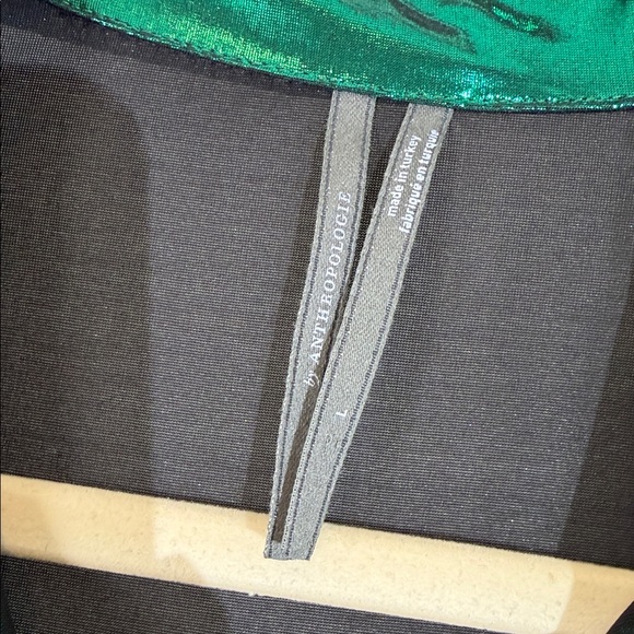 Anthropologie Gillian Liquid Shine Shirt Size L Long Sleeve Button Down Green - Picture 5 of 11